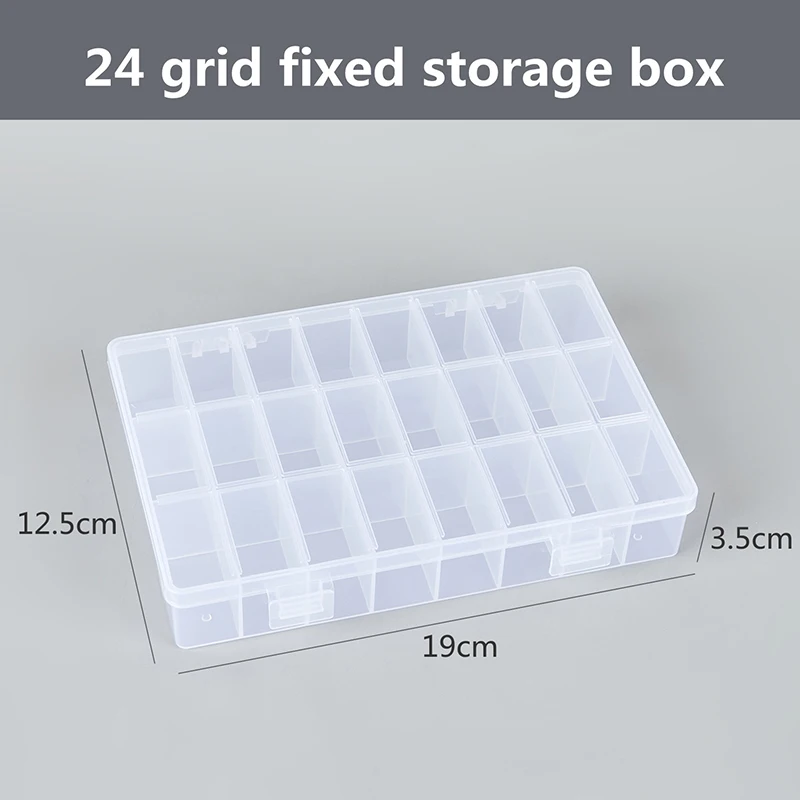 Practical 24 Grids Compartment Plastic Storage Box Jewelry Earring Bead Screw Holder Case Display Organizer Container