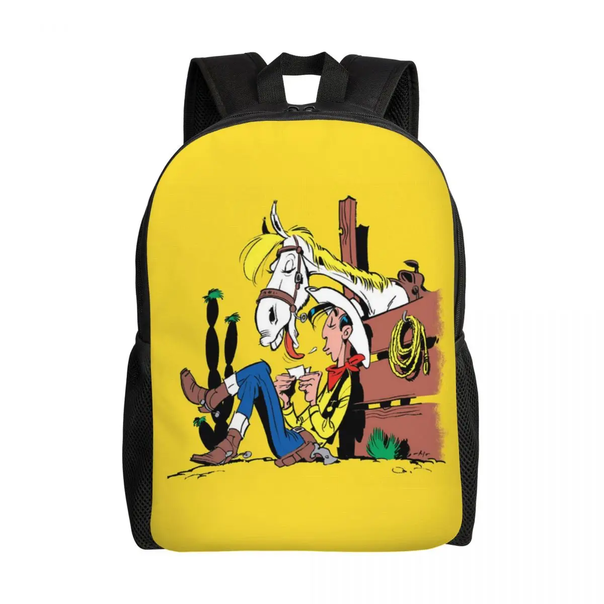 Lucky Luke Cartoon Comics Backpack for Boys Girls College Travel Bags Men Women Bookbag Fits Laptop Large Capacity Backpack