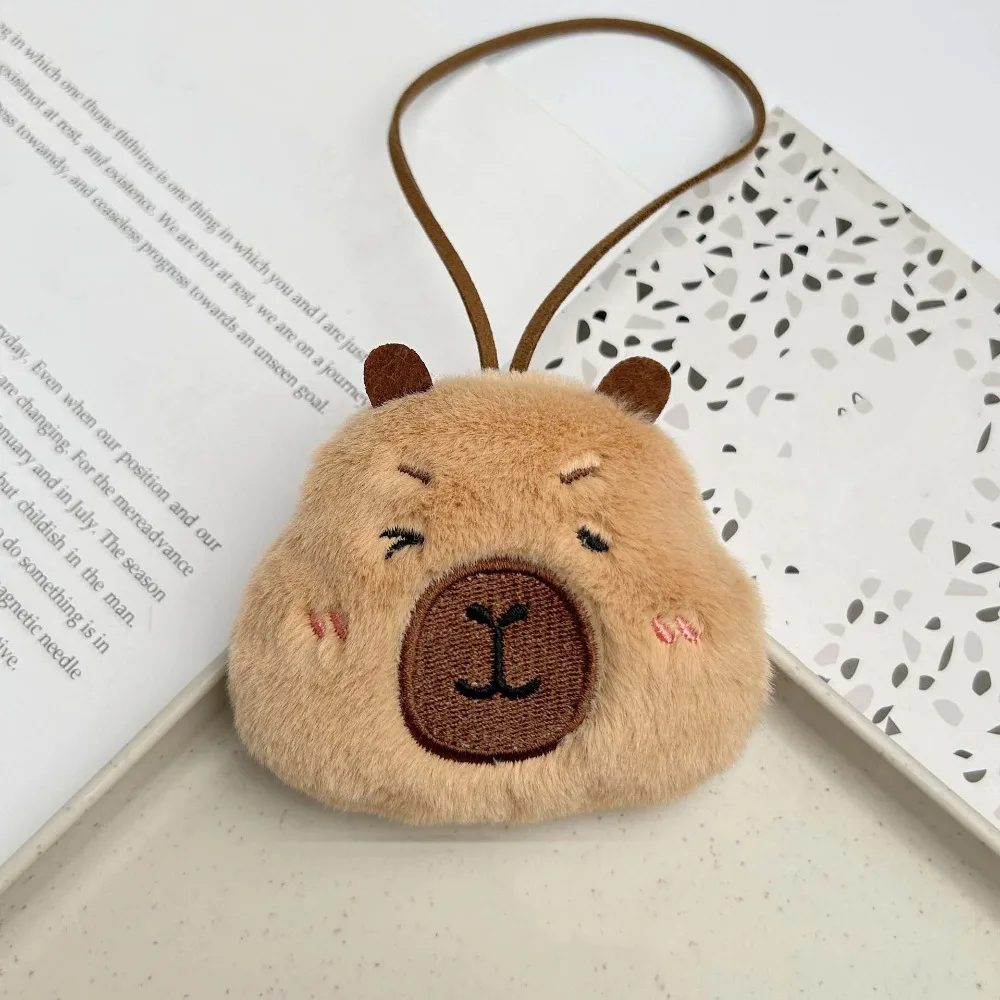 Cute Squinting Capybara Plush Keychain Beeping Blinking Capybara Key Ring Soft Simulation Cartoon Animal Pendant Girls