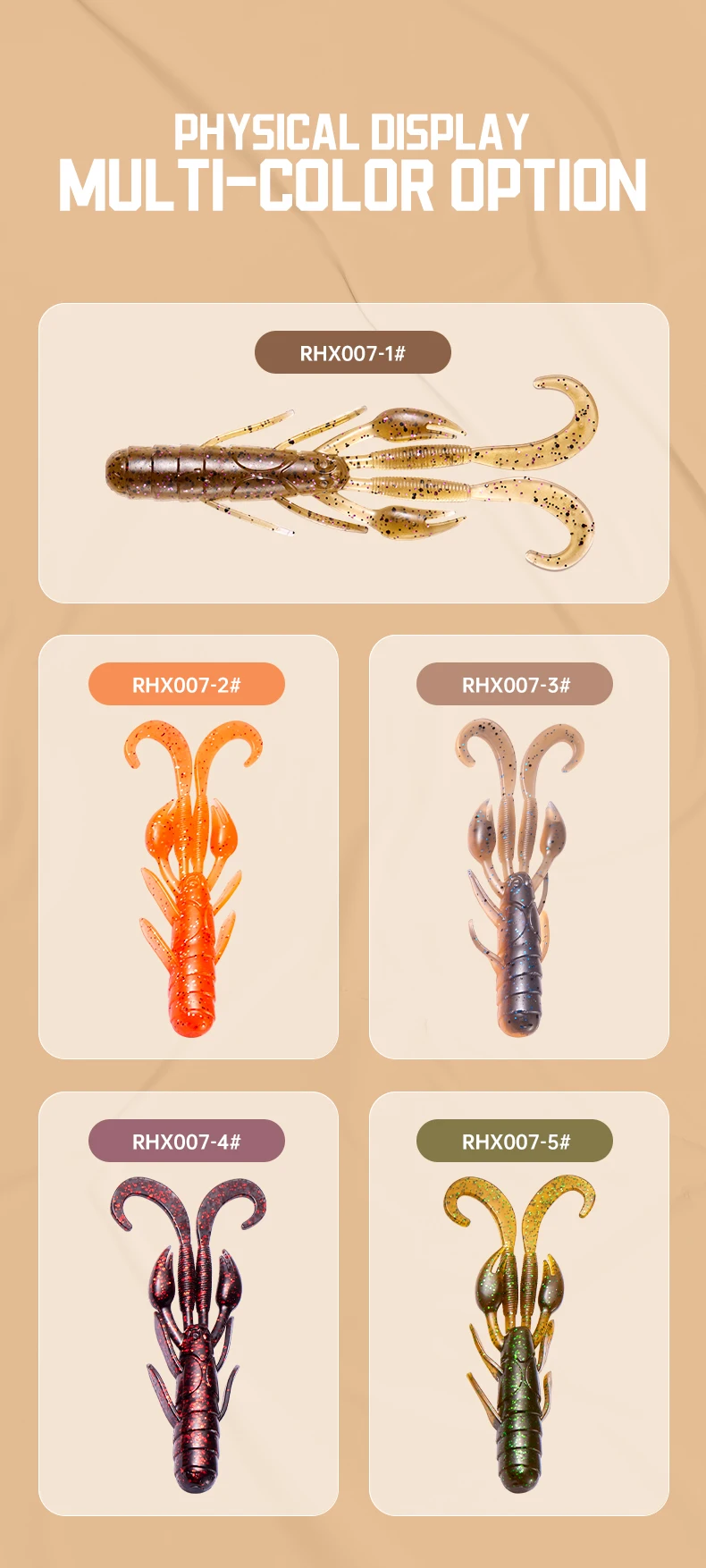 SOLOKING 6 Stück/Set Weicher Köder 101mm 7,6g Swimbait Garnelenköder Krebsköder für Barschangeln Kunststoff-Wurmköder-Set – Detail 6