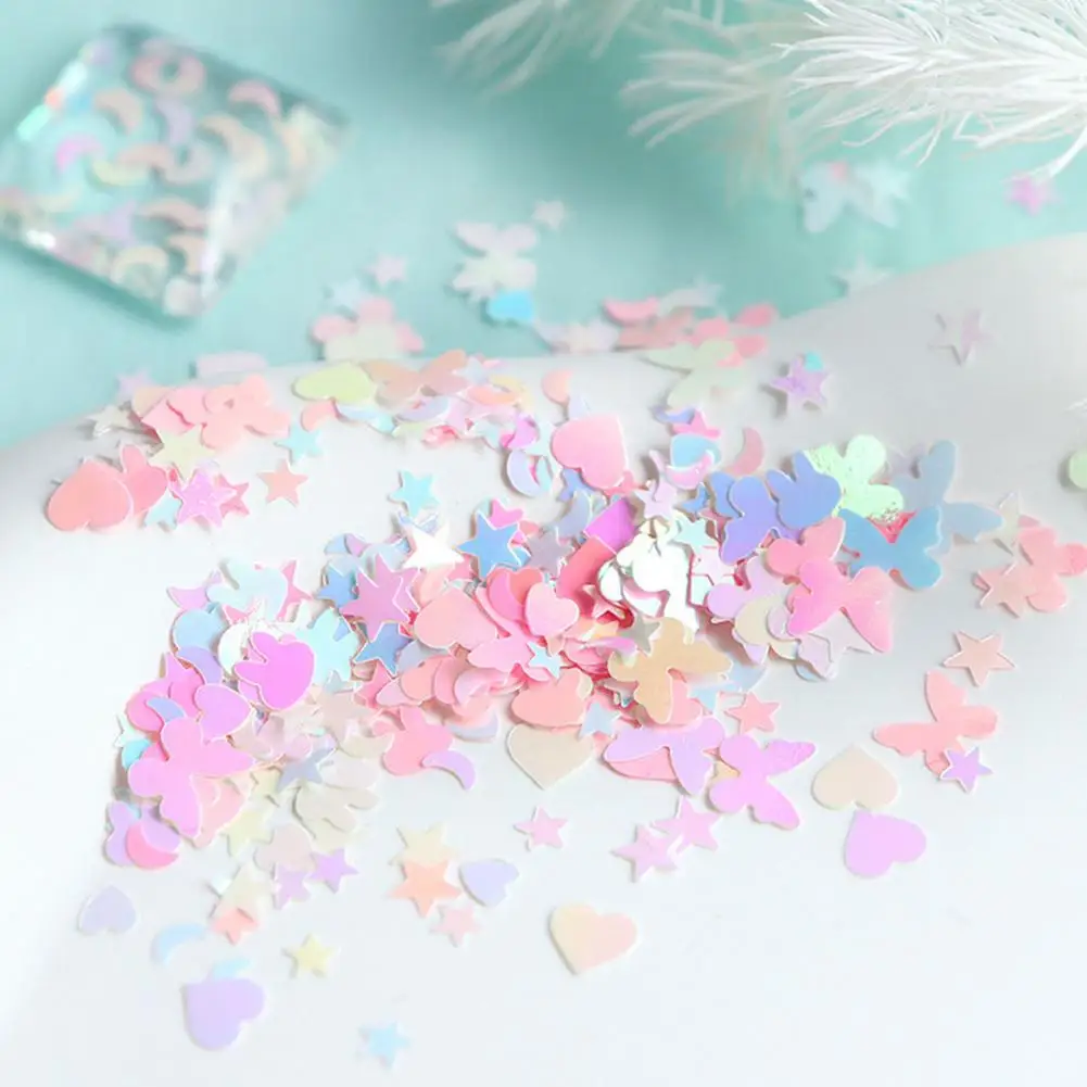 Mermaid Iridescent Glitter Nail Sequin 12 Grids Star Moon Heart Rabbit Butterfly Shape Shiny Nail Art Sequins Various Styles Man