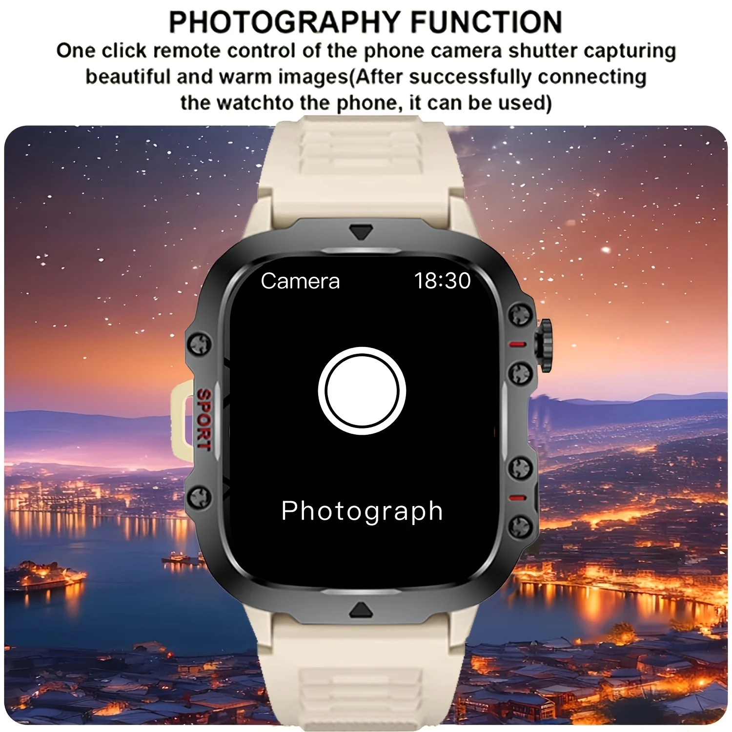 Outdoor Sports Wireless Call Answer/Make Calls Smartwatch 1.83-Inch HD Touchscreen, Mobile Phone Synchronization Information, Message Receiving, Voice Assistant, Calculator, Music Playback, Step Counting, for Iphone And Android Phones