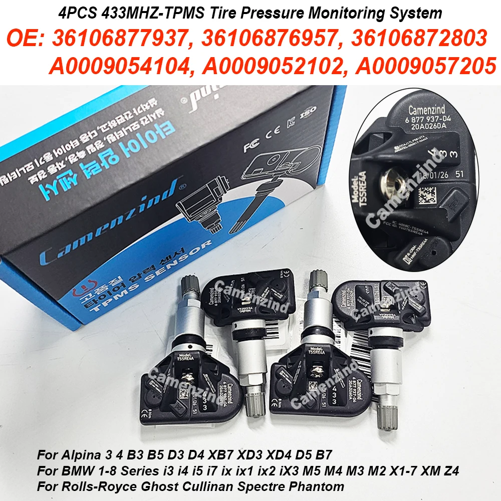 4PCS 433Mhz Tpms Se…