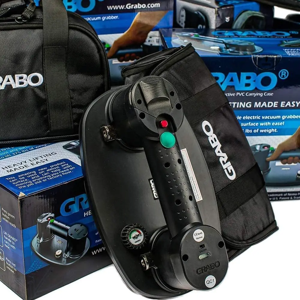 

Portable Electric Vacuum Suction Cup Lifter for Wood, Tile, Marble - Lifts 375 lbs with Battery & Seal