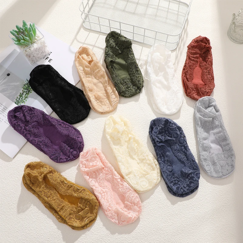 8/9/10/11/20/30 Pairs Women's Lace Socks Fashion Sexy Ultrathin Transparent Silk Socks Set New Female Elastic Summer Ankle Socks