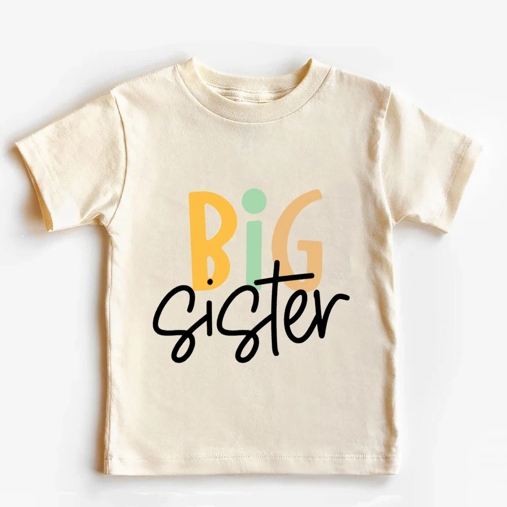 Big Brother Littler Sister Printed Kids Shirt Summer Sibling T-shirt Tops Boys Girls Short Sleeve Tee Clothes Child Retro Outfit