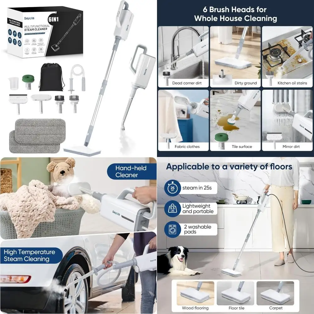 

Multi-Function Handheld Steam Mop for Home - 6-in-1 Attachments for Cleaning Hardwood Floors and Clothes