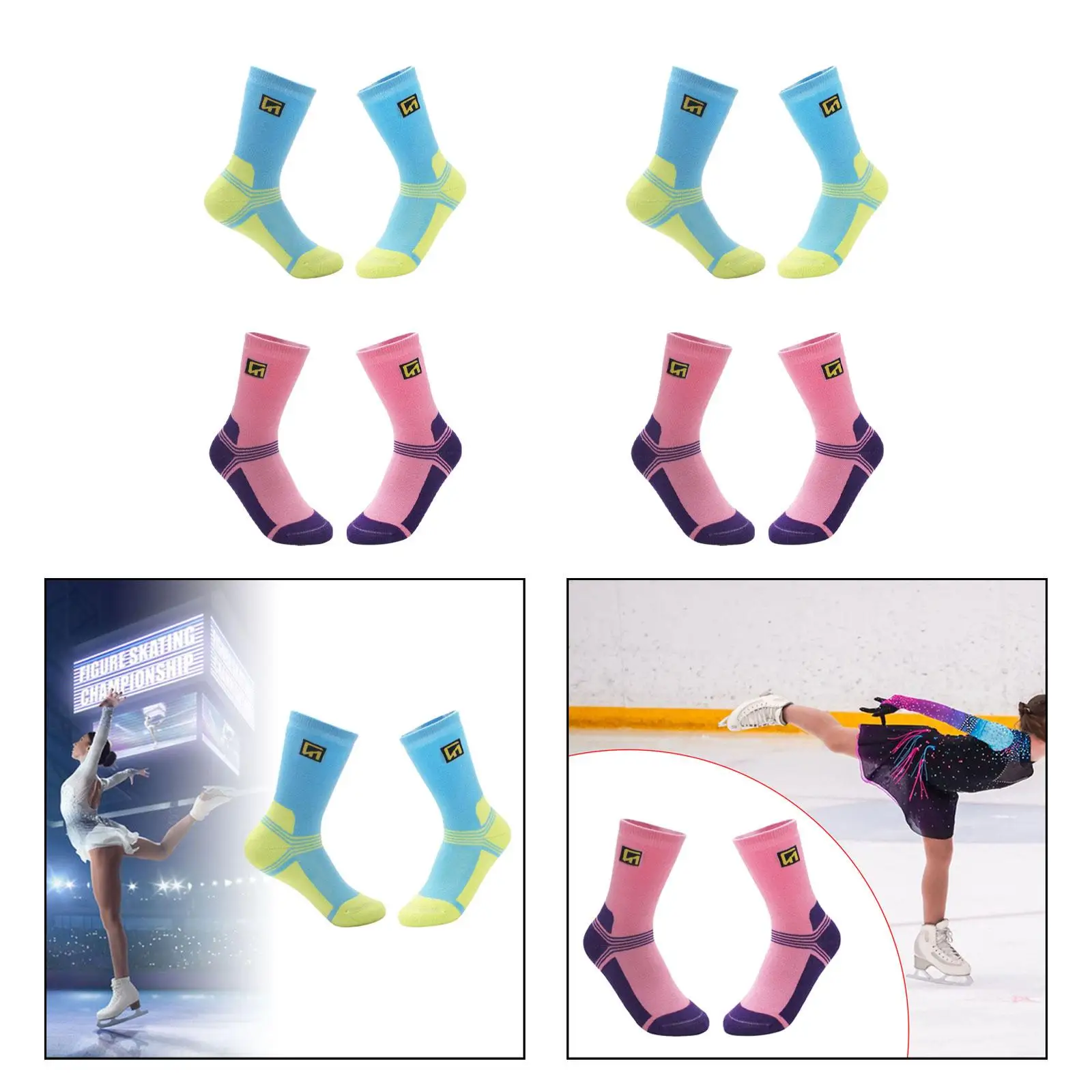 Chaussettes de Patinage sur Glace artificiel astiques et Respirantes, Confortables, en Coton, pour Enfant et Étudiant