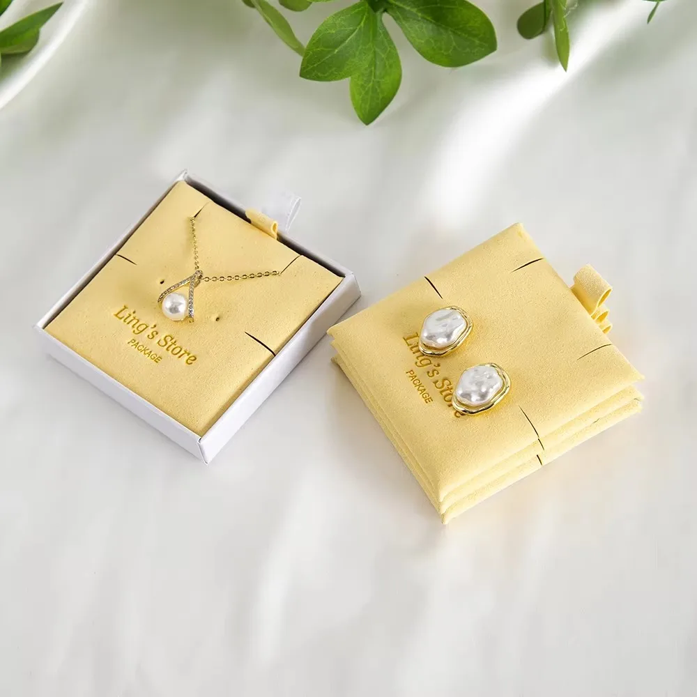

100pcs Lemon Yellow 6x6cm Suede Jewelry Display Cards Studs Necklace Storage Trinkets Pad Boutique Presents Anniversary Festival