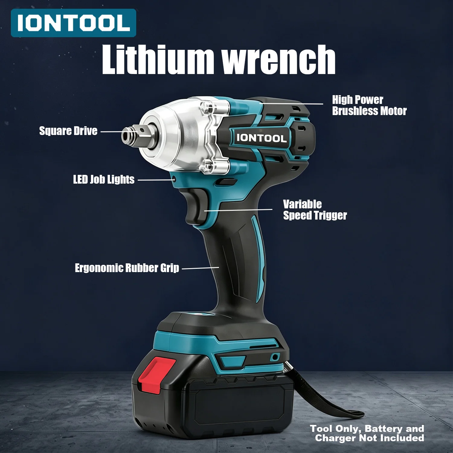 IONTOOL 18V Brushless Impact Wrench 350N.m Torque 1/2 Inch Drive Power Tool for Woodworking Furniture Home Use Bare Tool