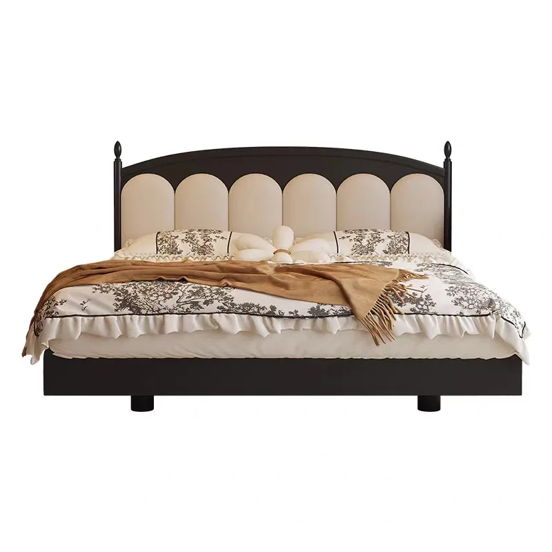 

All solid wood soft bag leather art suspension bed small apartment master bedroom double bed