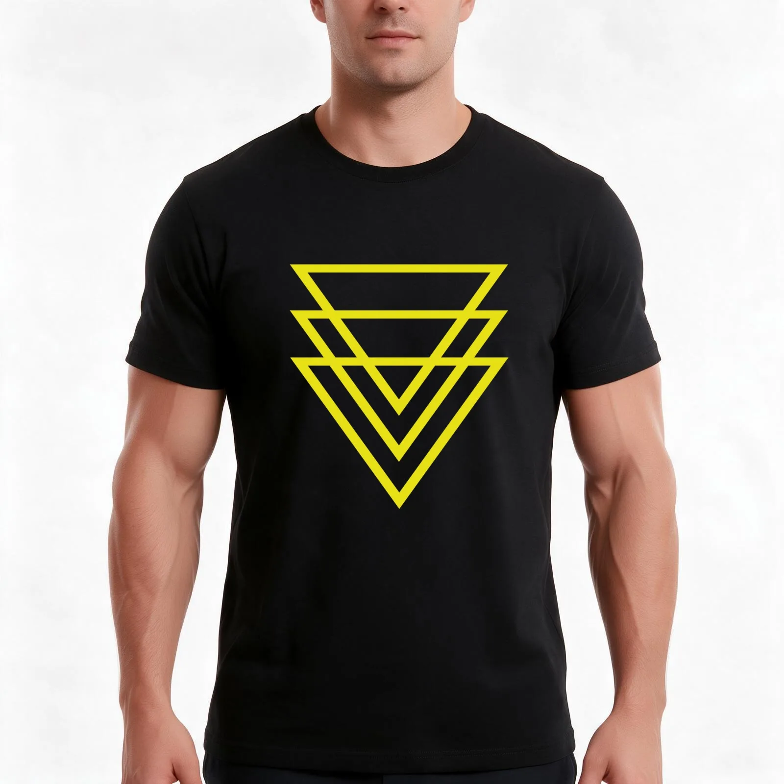 Misumi's Triangles T-Shirt Summer Casual Cotton Tee Oversized Streetwear Tops Vintage Graphic Print Loose Fit Short Sleeve