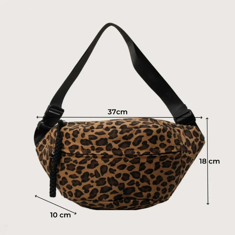 Torby na klatkę piersiową z nadrukiem lamparta dla kobiet Płócienna torba na ramię o dużej pojemności Najnowsze torby na ramię Fanny Pack