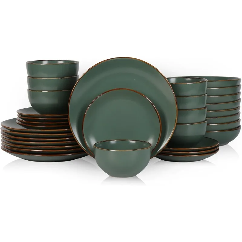 Brasa 32-Piece Dinnerware Set Stoneware, Black