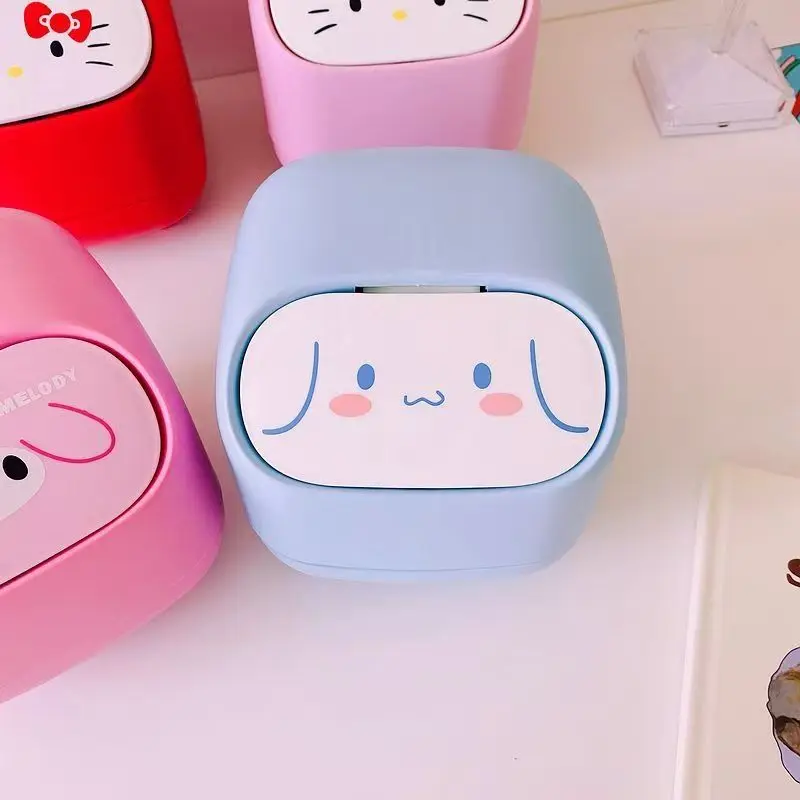 Sanrio desktop trash can cartoon high-looking push-type bedroom children's  home desktop trash can Cinnamoroll mini trash can