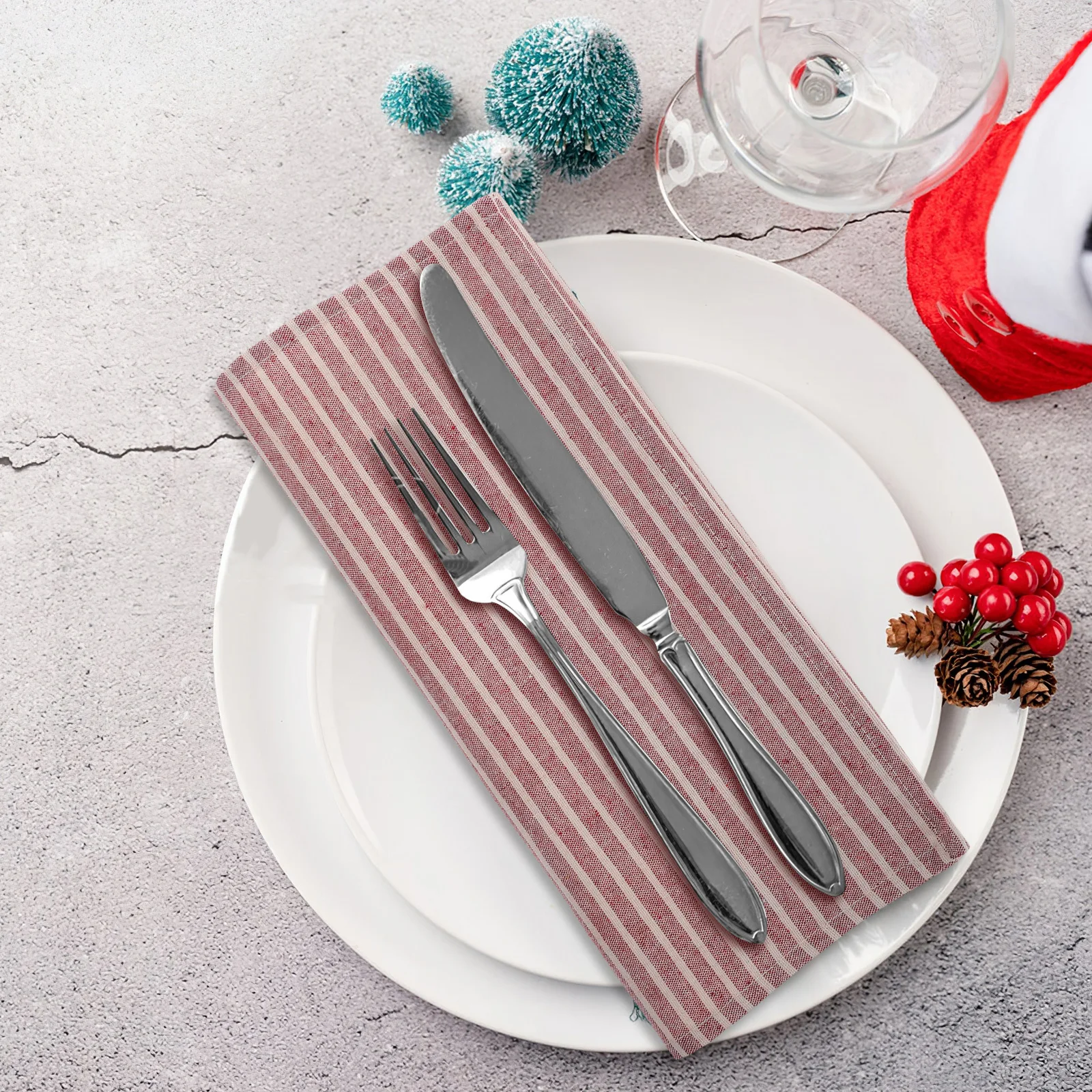 

12Pcs Nordic Striped Cloth Napkins Soft Absorbent Durable Reusable Dinner Napkins Washable for Holiday Dining Napkin