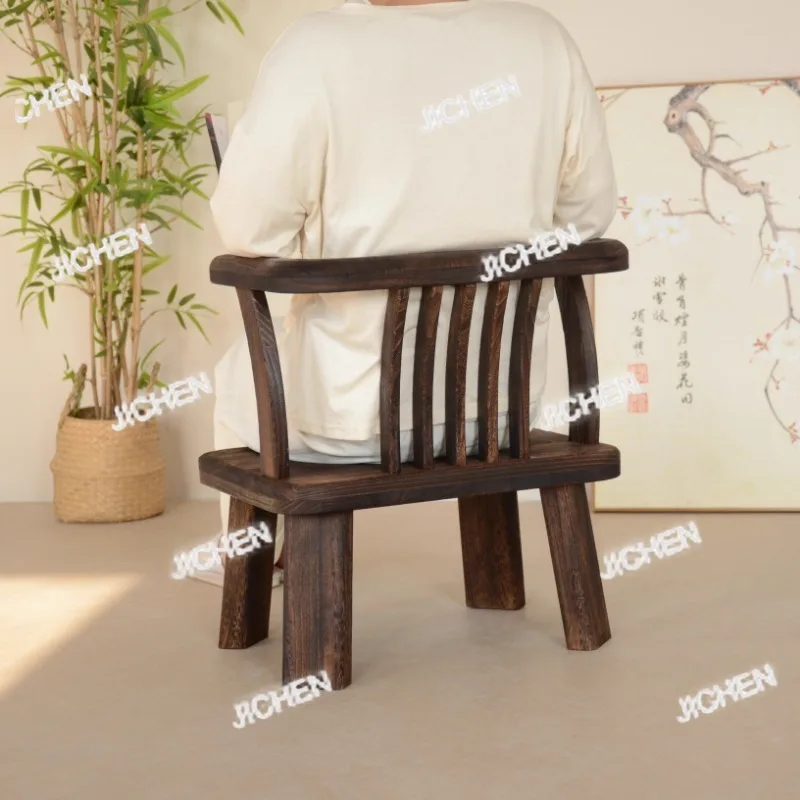

JC JC Китайское винтажное кресло для отдыха из цельного дерева Zen, табурет для двора с круглой спинкой и восточной чайной церемонией сидения для балкона
