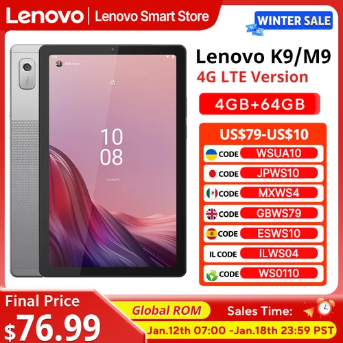 Lenovo Tab K9/M9 tableta 4G LTE + WiFi ROM Global 9 pulgadas MTK G80 octa-core 4GB 64GB 5100mAh Android 13 Dolby Atmos sonido PC Pad