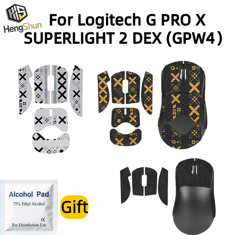 For Logitech G PRO X SUPERLIGHT 2 DEX GPW4 Grip Tape, Anti-Slip Sweat Absorbing + Feet Skates, Gaming Accessory