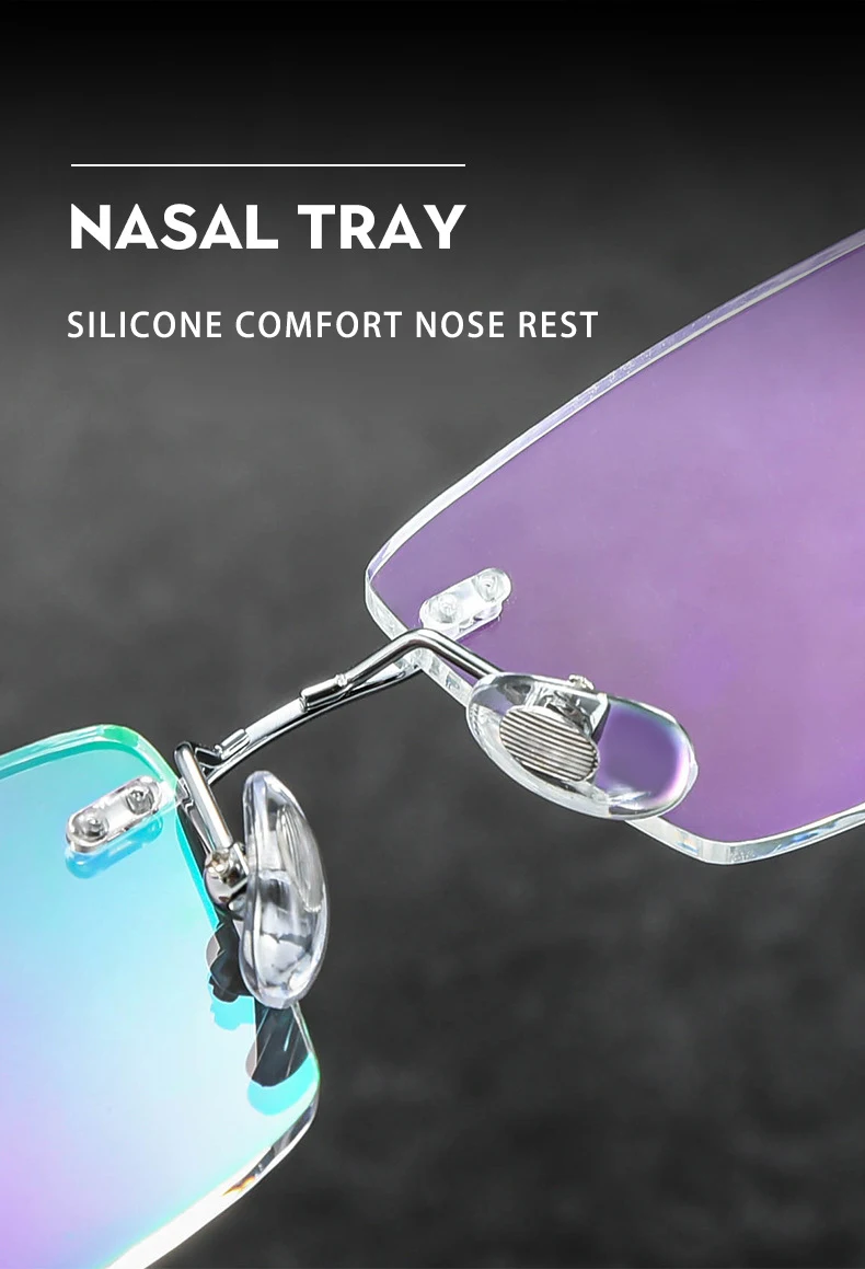 Mode randlose Business-Brillen ultraleichte reine Titan Luxus optische verschreibung pflicht ige Brillen Mann Frau große Brille – Detail 4