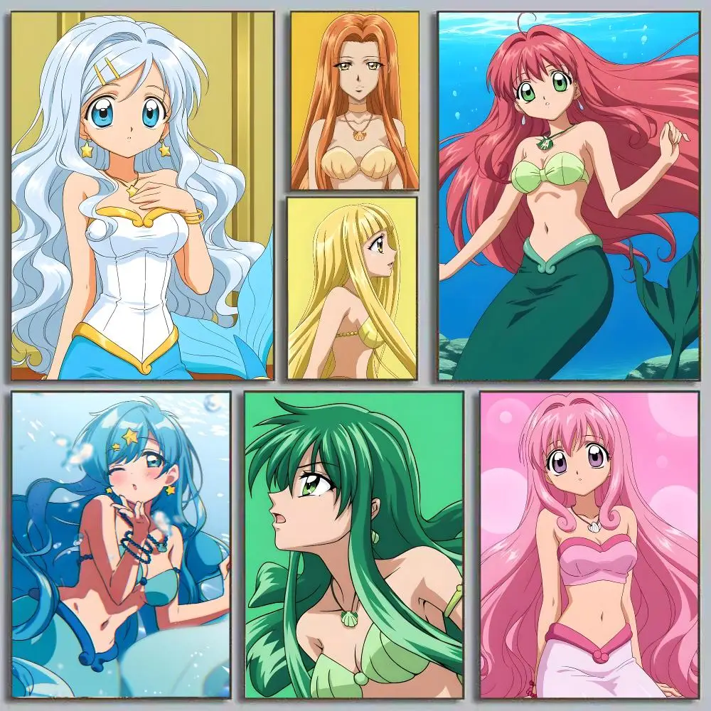 Mermaid Melody Magical Fantasy Painting Calligraphy Poster Eco-Friendly Decor Frameless Canvas