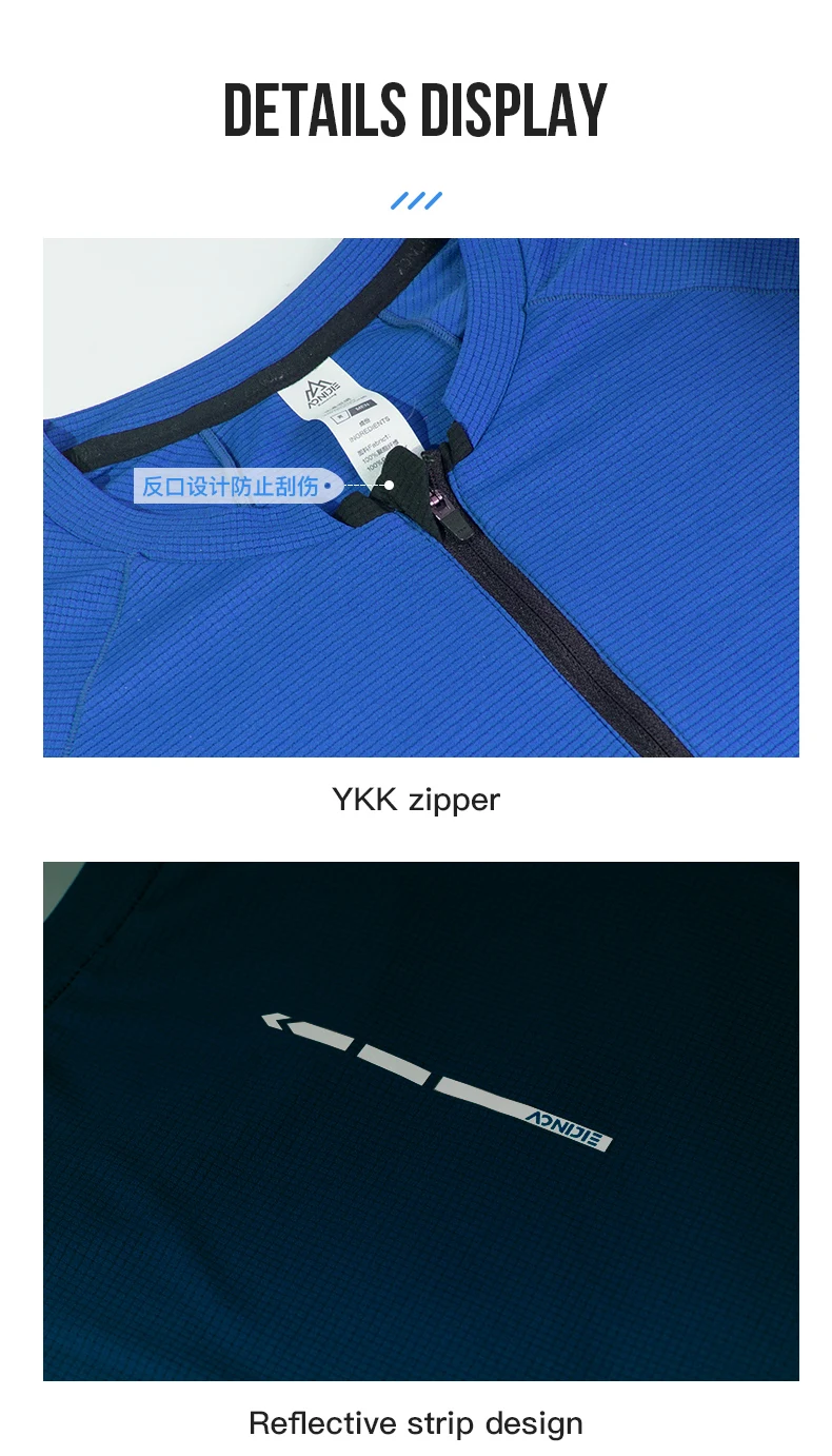 Aonijie fm5158 Mann männlich Sport schnell trocknendes T-Shirt mit Rundhals ausschnitt Reiß verschluss kurze Ärmel atmungsaktive Tops für Fitness-Radfahren – Detail 13