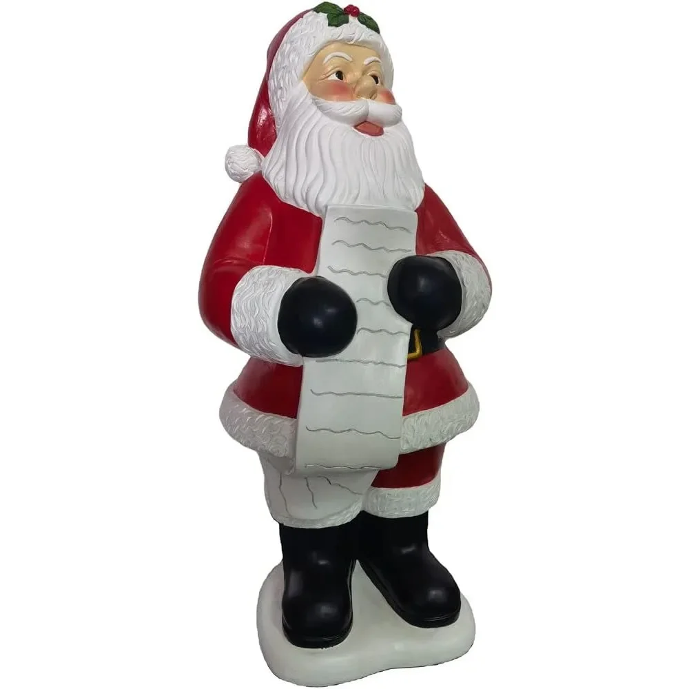 

Christmas Time Resin Traditional Santa Claus Figurine Standing and Holding a List Perfect Christmas Decorations for Living Room