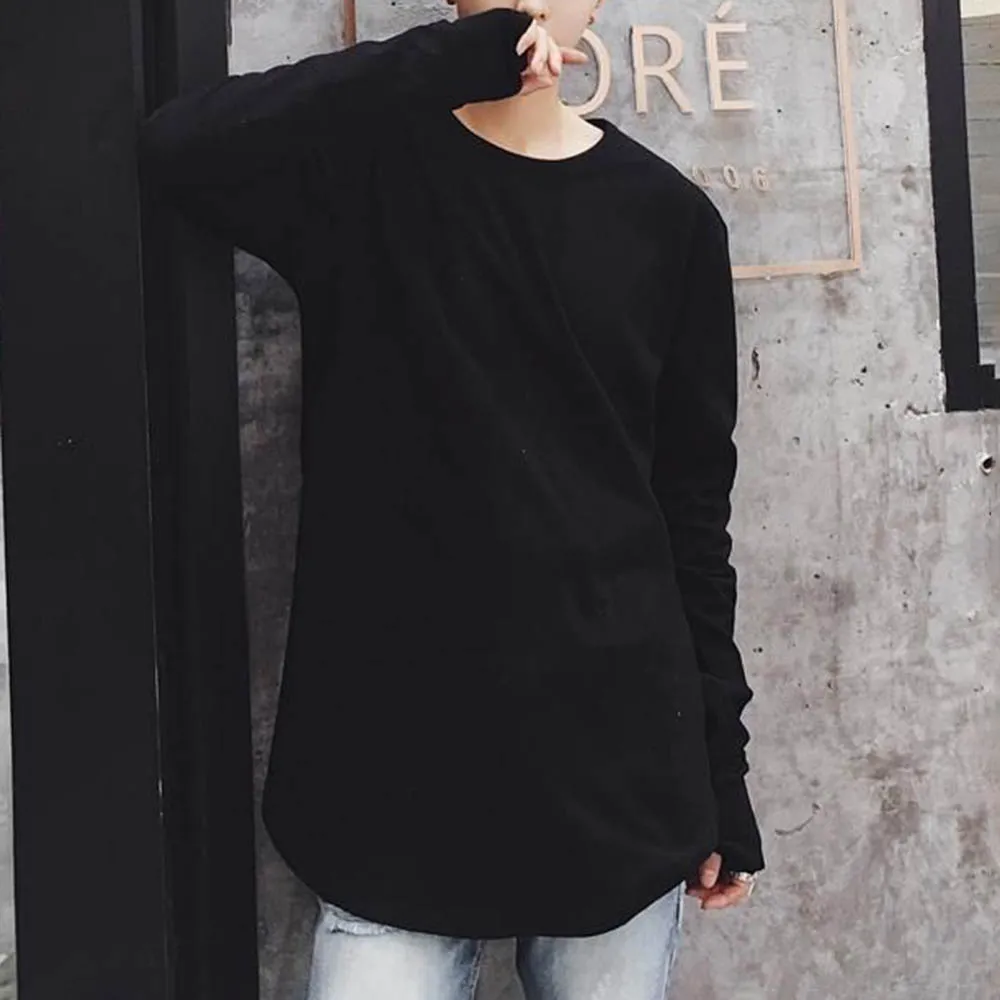 

XS-5XL Men's Solid Color Long-Sleeved T-Shirt American Retro Fashion Trend Street Casual Loose Breathable Niche Summer Men's Top