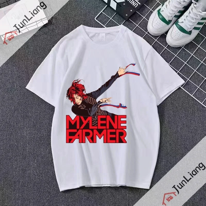 MYLENE FARMER Printed T-shirt Korean Fashion Shirt Men\'s and Women\'s T-shirt Loose Casual Street Wear