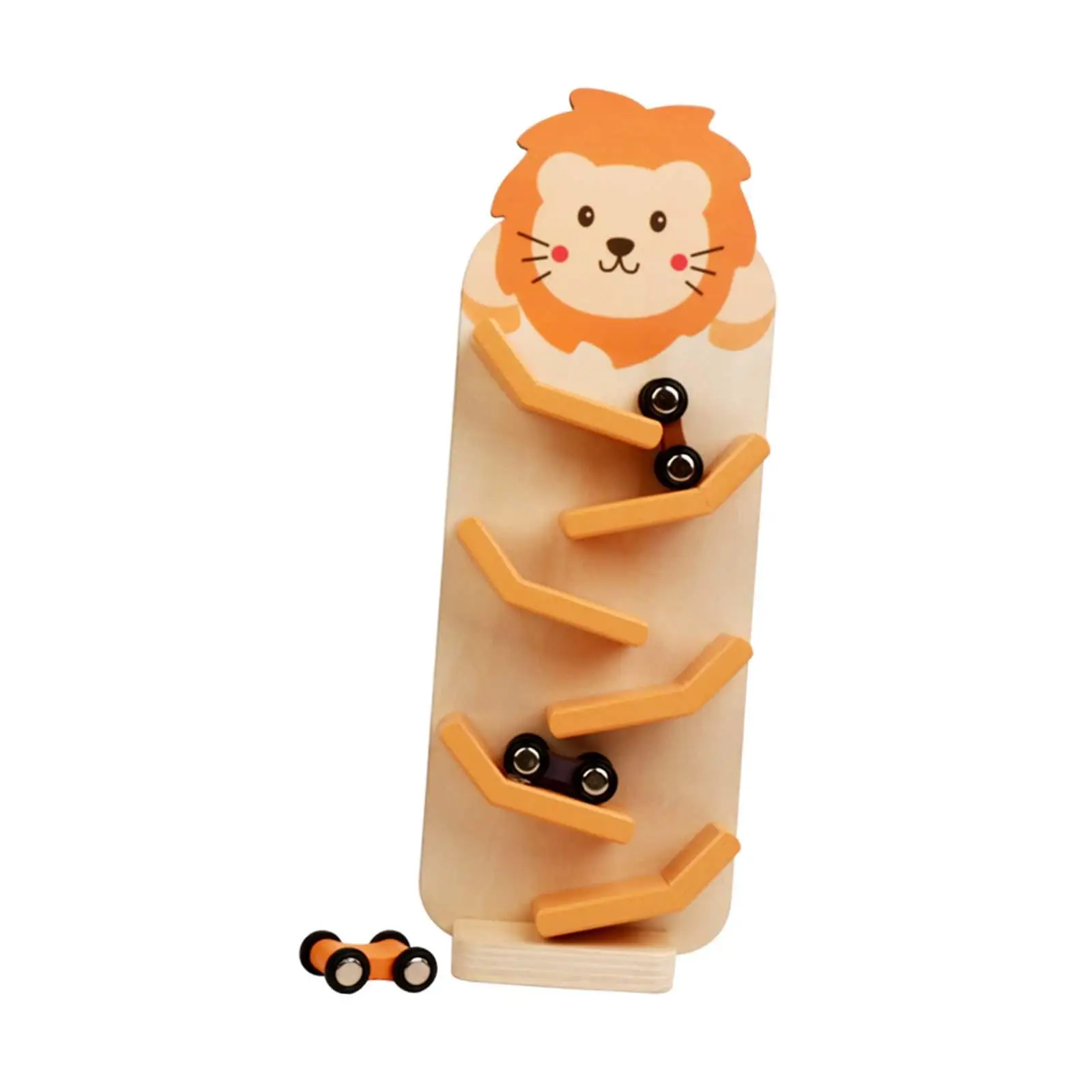 Wooden Car Ramp Toy Cognitive Development Zig Zag Car Slide Race Track for Boys Girls Children 3 4 5 6 Preschool Holiday Present