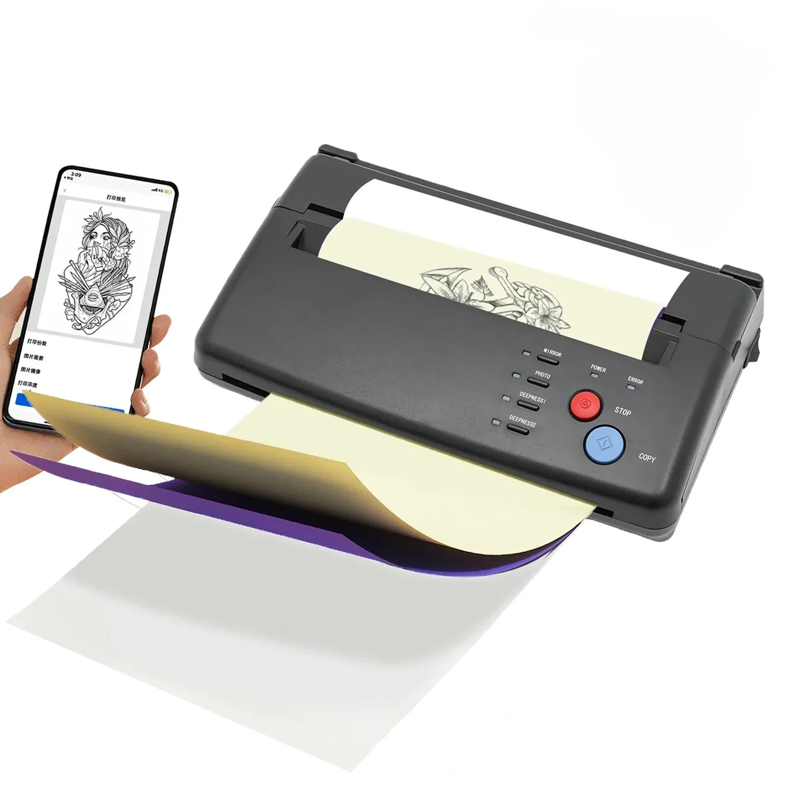 Tattoo Transfer Stencil Printer 220V Copier Machine Effective Scanning Width: 21cm A4, Black