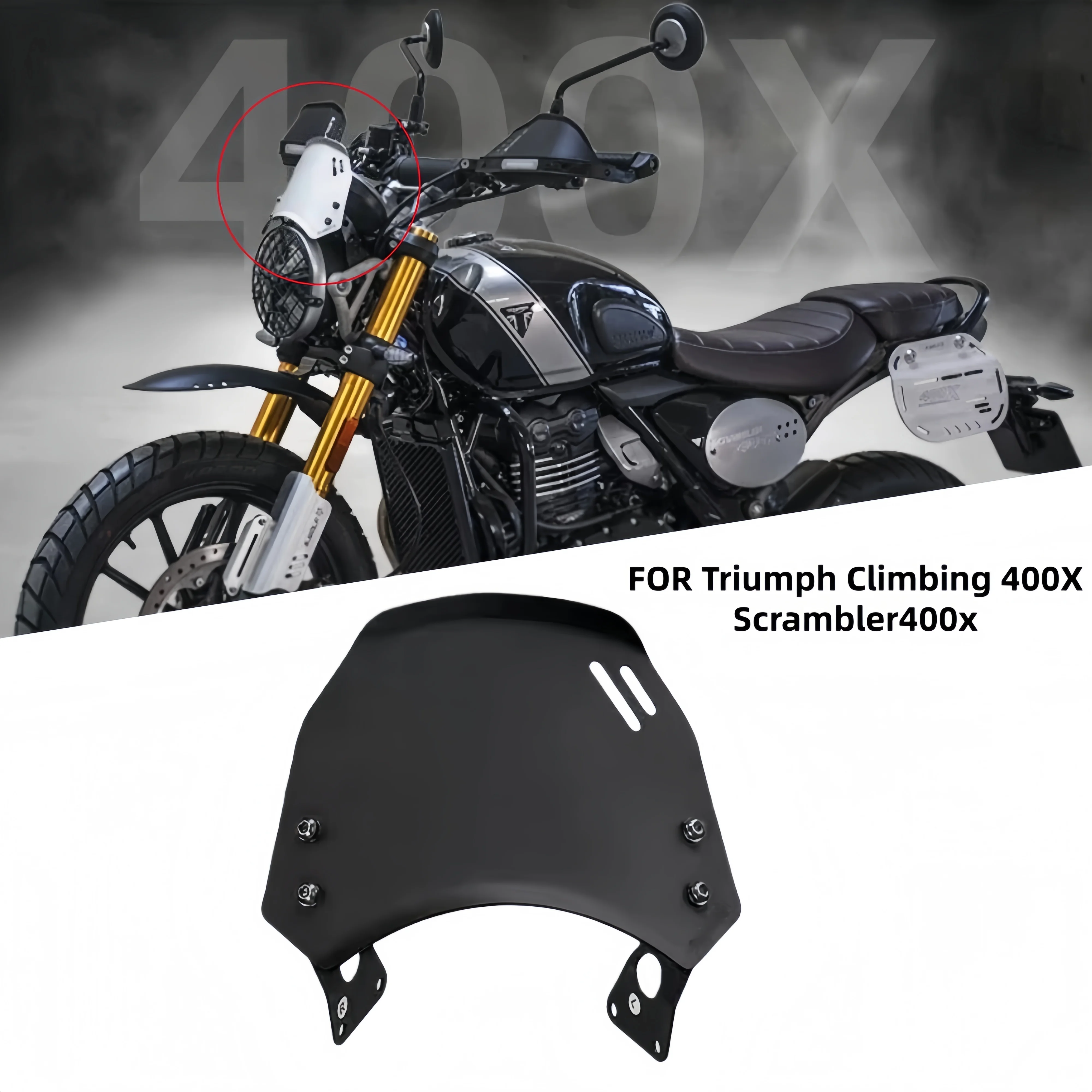 

Scrambler 400X Motorcycle Windscreen Windshield for Triumph SCRAMBLER 400 X 2024-2025 Wind ShieldScreen Protector Accessories