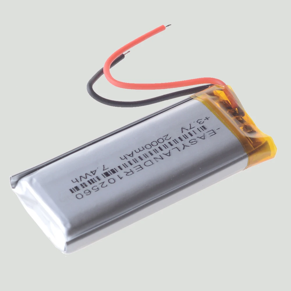 Silicone Wires 3.7V 2000mAh 102560 Lithium Li Polymer Lipo Rechargeable Battery  For E-book power bank DIY Tablet PC