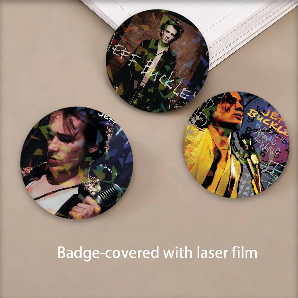 Rock Singer J-Jeff Buckley Badges Round Laser Badge Brooch Backpack Accessories