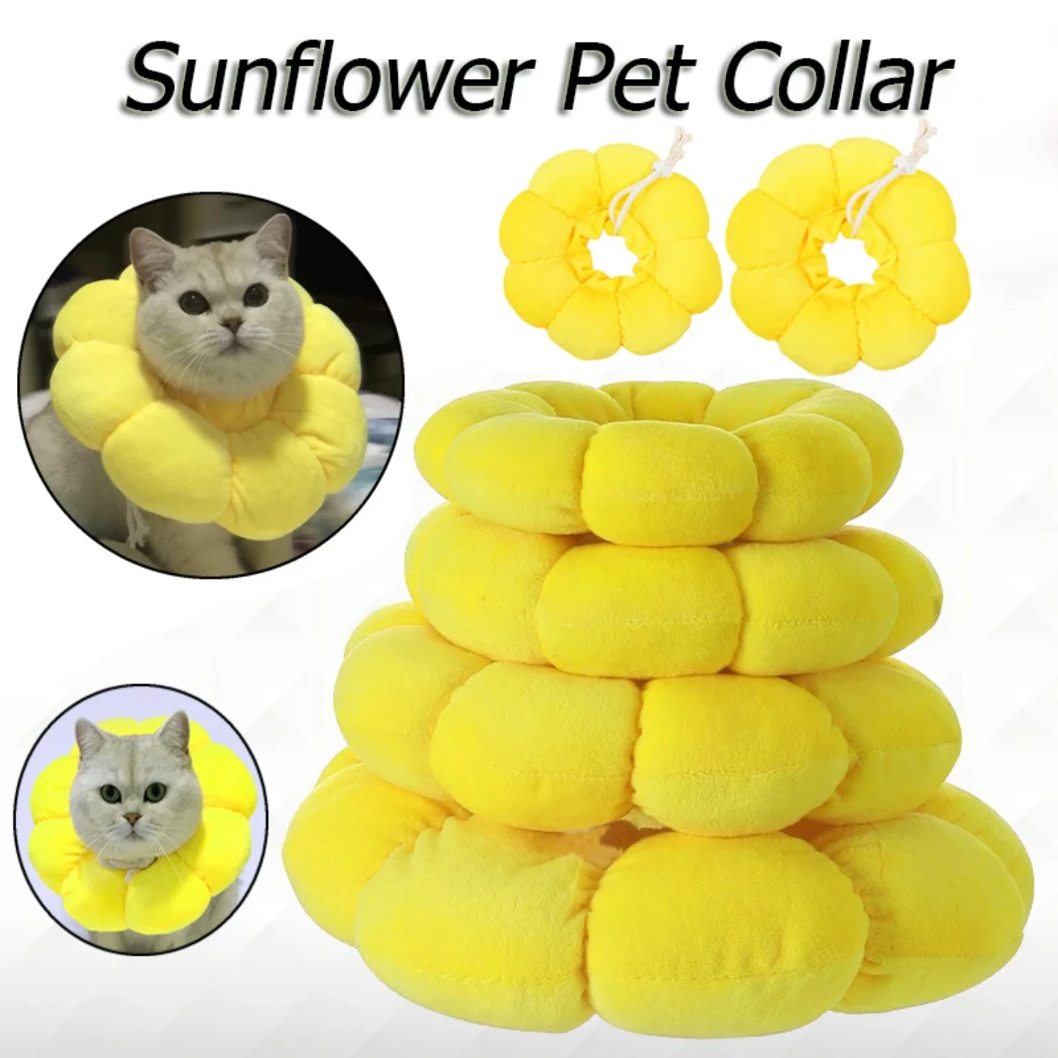 Functional, Comfortable, and Stylish Sunflower Shaped Anti-Bite Anti-Lick Cat Recovery Collar - Protective Elizabethan Collar fo