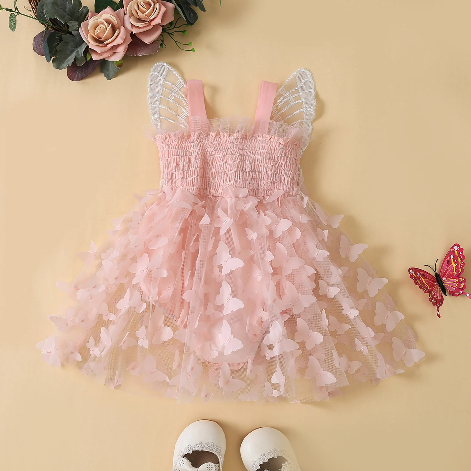 Newborn Baby Girls  Romper Tutu Dress Princess Lovely Sleeveless Pleated A-line Lace Jumpsuits Children Party Clothes