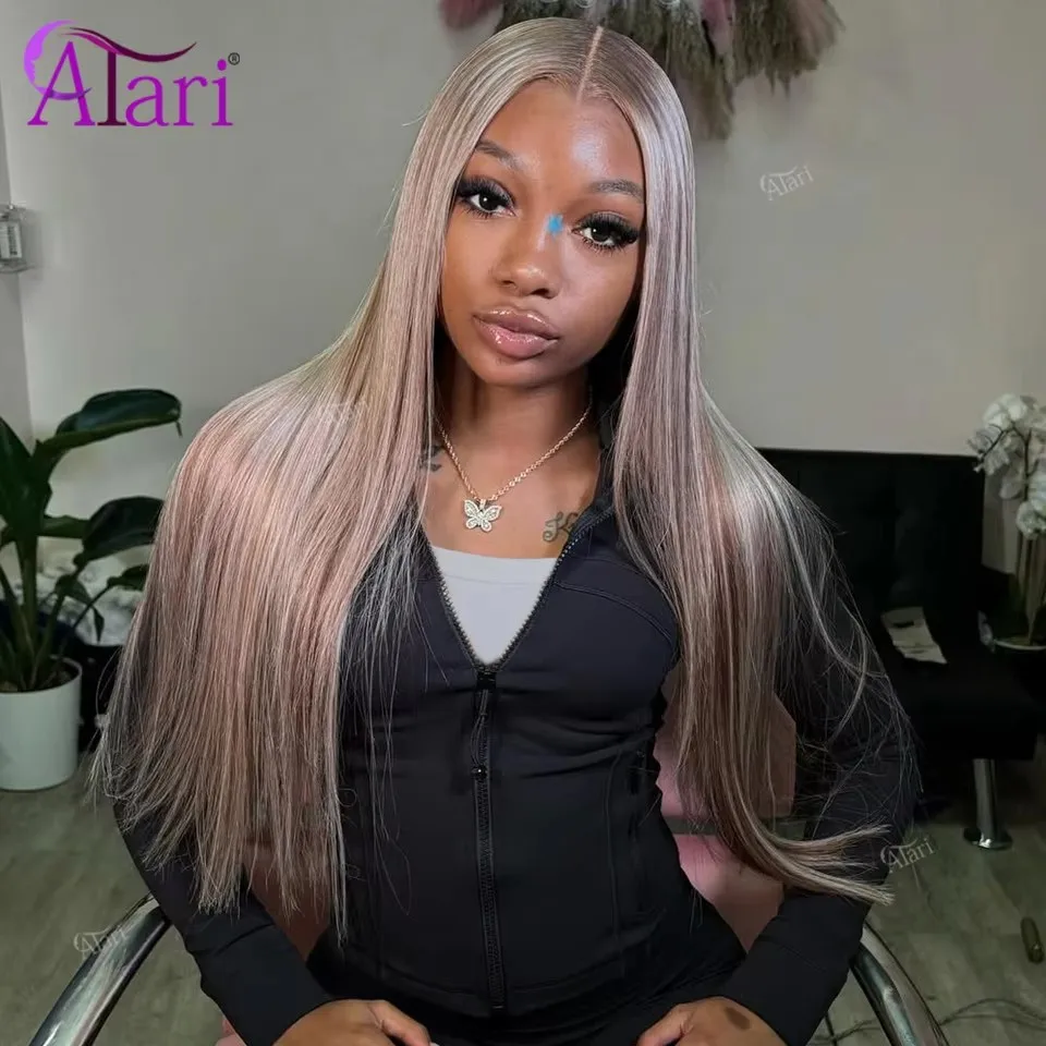 

Ash Blonde Highlights 13x4 13x6 Lace Frontal Human Hair Wigs Transparent Grey Brown 5x5 Closure Lace Body Wave Wig Pre Plucked