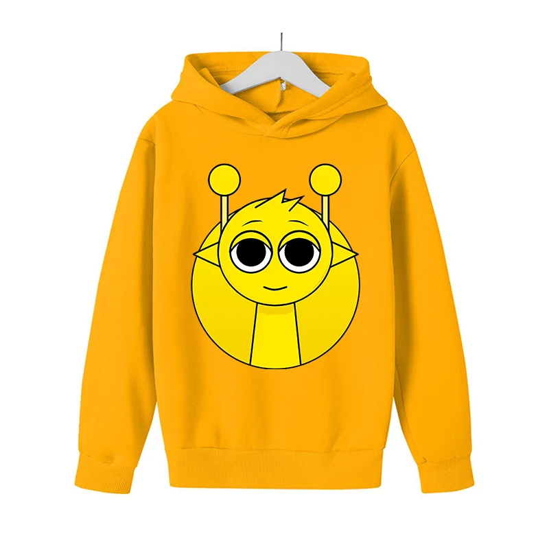 Sprunki Thick Hoodie for Children Anime Cartoon Fashion Sweatshirt Boys Girls Autumn Winter Hip Hop Hooded Hoodies Kids Clothes