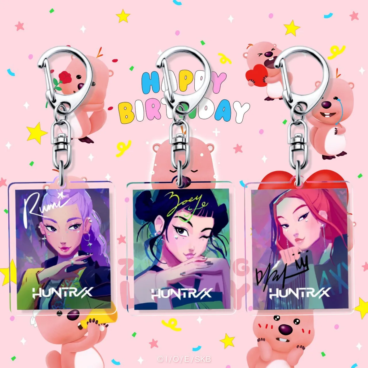 

3Pcs k pop demon hunters Acrylic keychain Kawaii Mira Zoey Rumi pendant New Product keychain Girl Gift