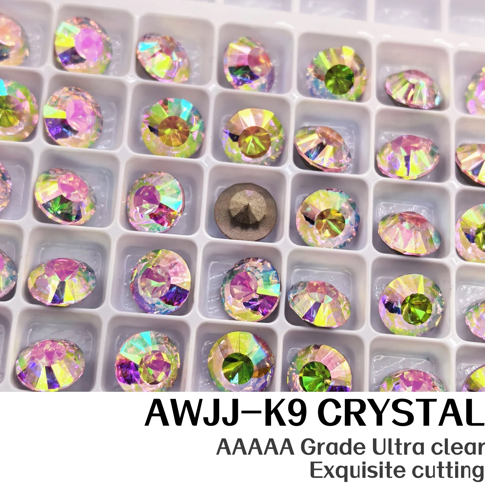 Board Pack 8mm Round Chaton with Uranus Cutting Dense Facets Brilliant Fire Shine Pointed Back K9 Crystal Decor Beads