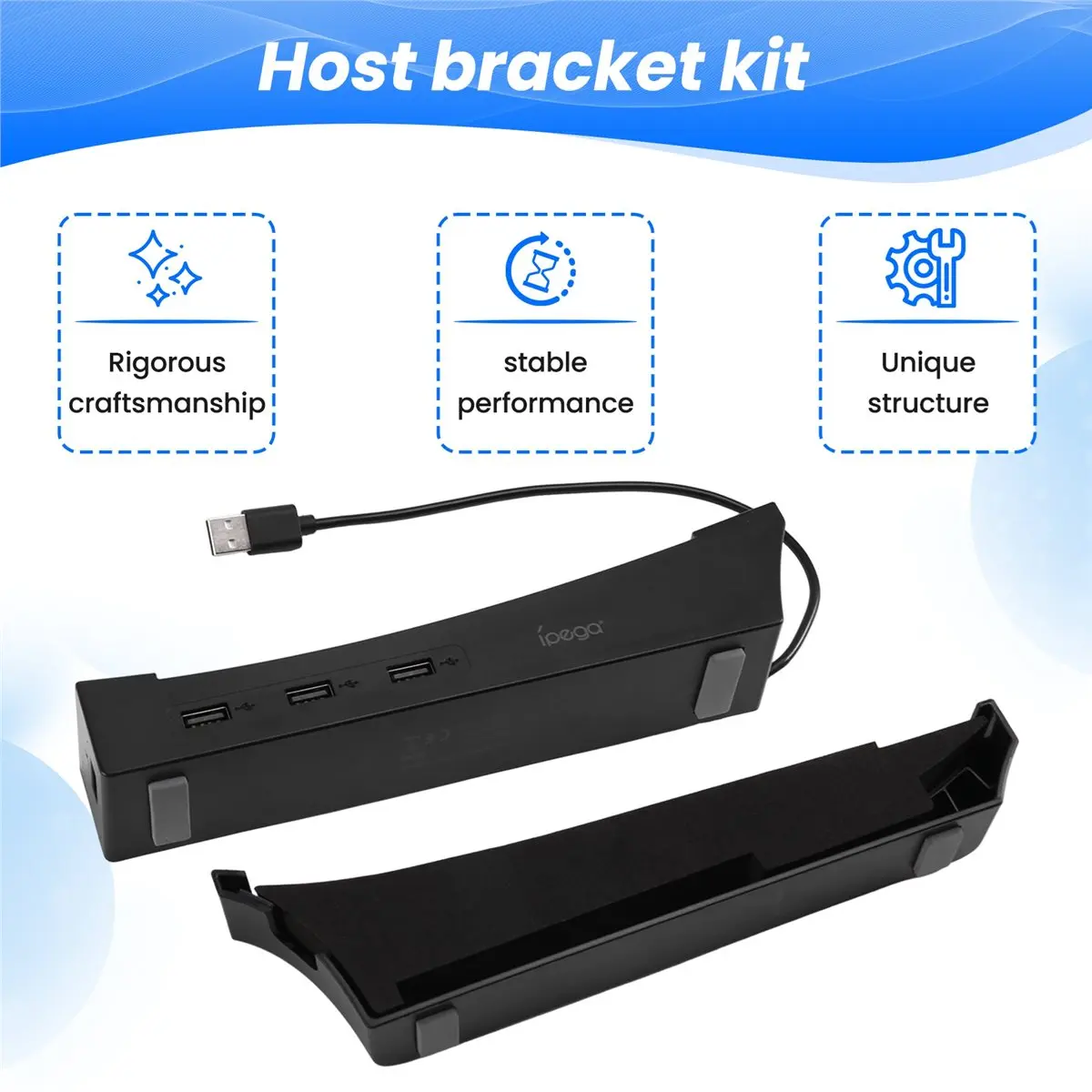 B21B  Main Unit Bracket, Horizontal Stand for Pro/for Slim Console with 4-Port USB Hub, Base Holder for Accessories