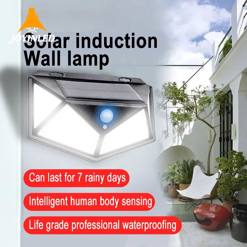 

4PCS Outdoor Garden Courtyard Waterproof Wall Lights 100LED Solar Wall Lamps 4 Sides Luminous with 3 Lighting Modes Wireless