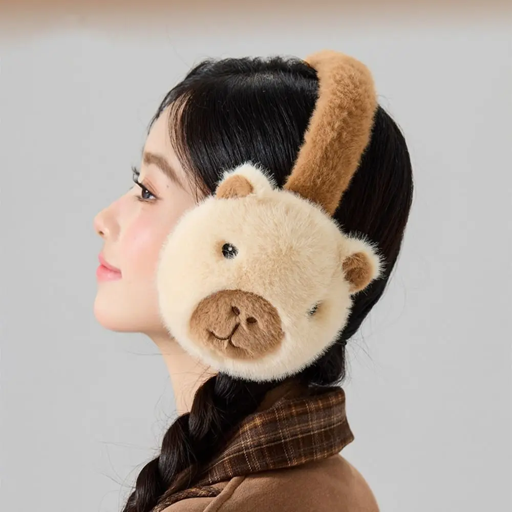 

Soft Cartoon Capybara Plush Earmuffs Thicken Keep Warm Winter Ear Cover Windproof Ear Protection Foldable Earflap Skiing