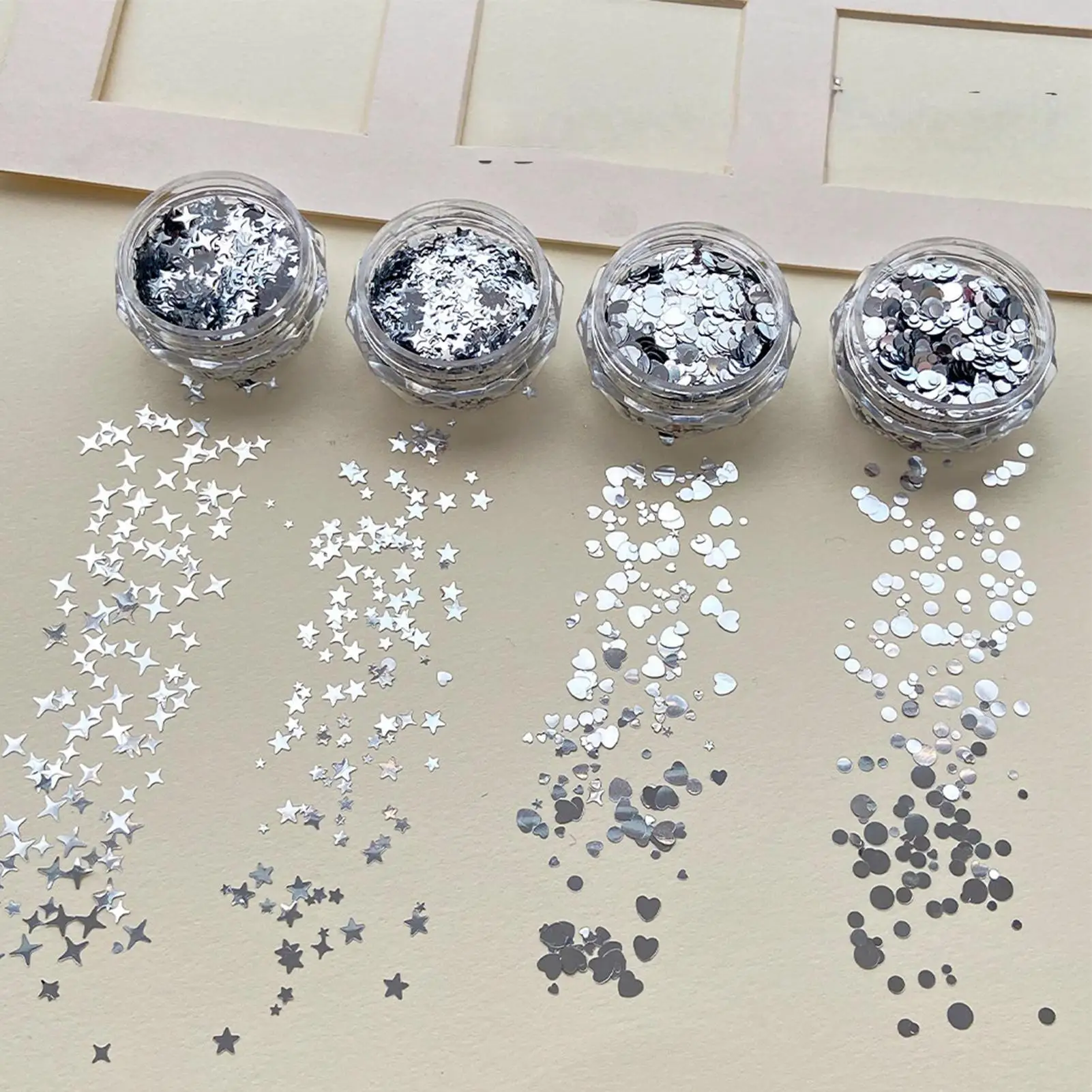 Silver Nail Stickers Silver Design Manicure Art Charms Decor Small Nail Stickers for Salon Home Studio Party Wedding Prom