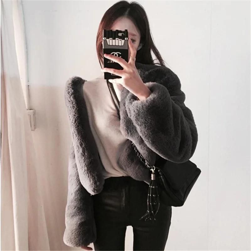 Korean version winter new item Korean version temperament solid color artificial fur soft fur short jacket