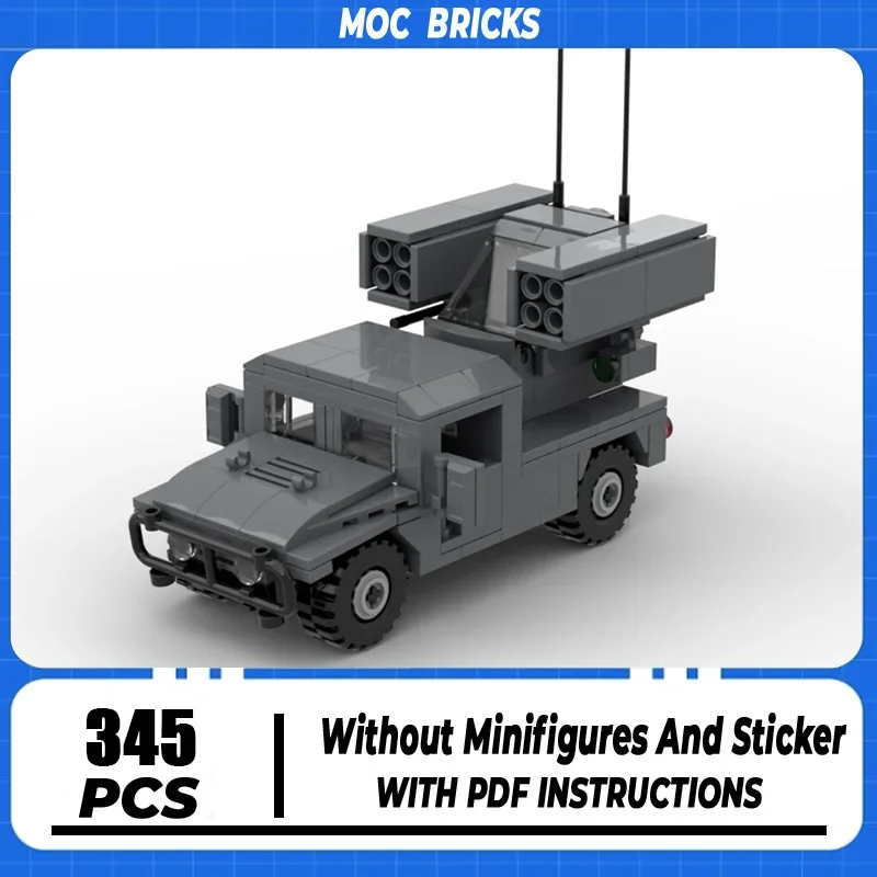 

Конструктор Moc, военные транспортные средства, модель HMMWV AN/TWQ-Avenger, технические кирпичи, сборка «сделай сам», игрушка в подарок