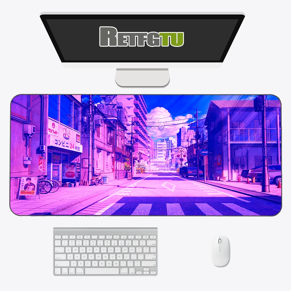 สีชมพูญี่ปุ่น Neon เมาส์ Pad ขนาดใหญ่ Gamer Mausepad DeskMat สำหรับเล่นเกมคอมพิวเตอร์อุปกรณ์เสริมพรม90X40 Play Mats Anime office Mat