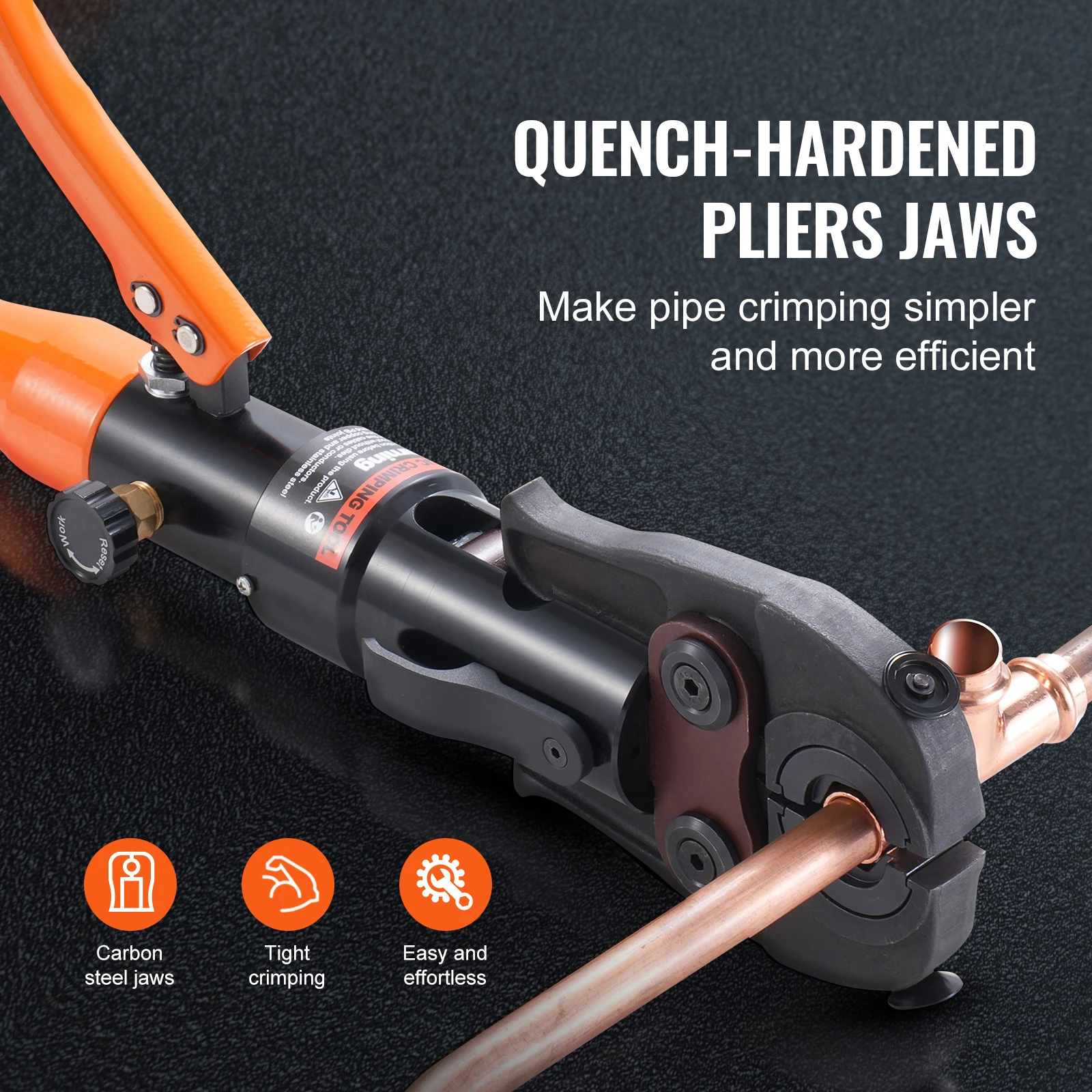 VEVOR Copper Pipe Crimping Tool, Hydraulic Press Tool Copper Tube Fittings Pipe Crimpers for Narrow Spaces and Tee Fittings