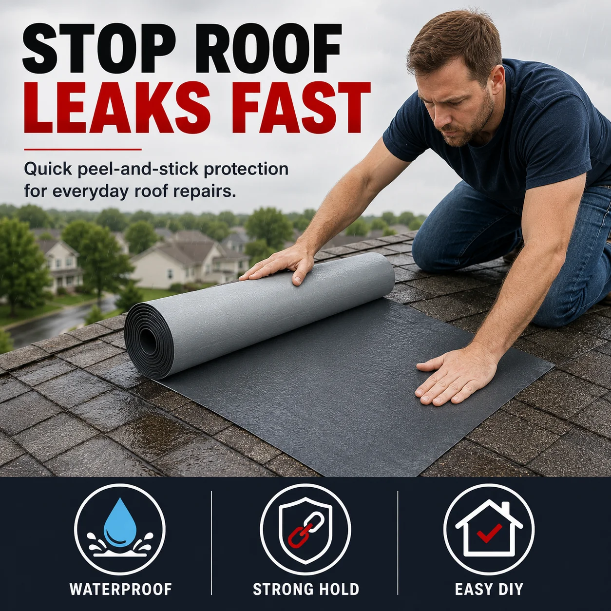 Self Adhesive Waterproof Membrane Outdoor Roof Leakage Repair Seal Tape UV Resistant Construction Waterproof Material