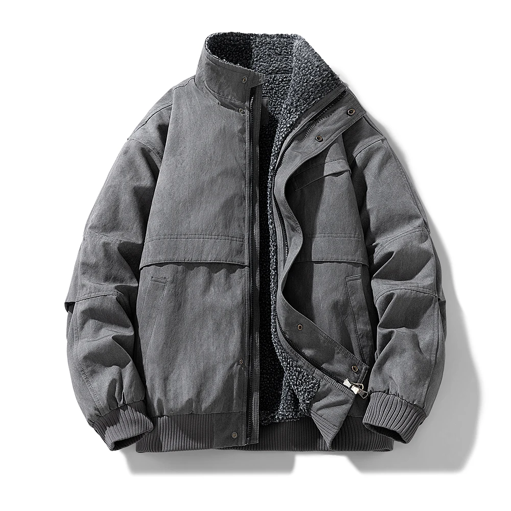 

Winter Outdoor Windproof Warm Jacket Men's Fashion Casual Loose Coat Classic Solid Color Upper Outer Garment Thickened Jackets